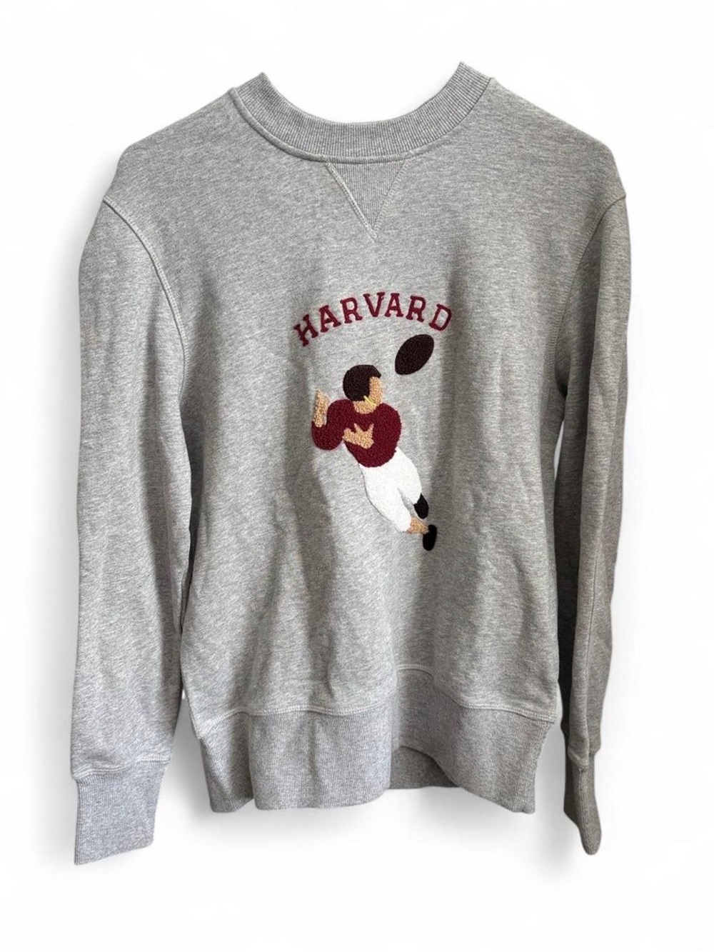 Harvard Grey Crewneck Sweatshirt with Football Graphic